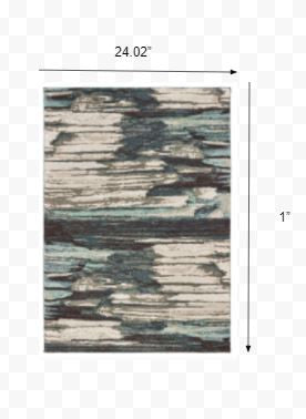 HomeRoots 2' x 3' Ivory Blue Gray Abstract Layers Indoor Accent Rug