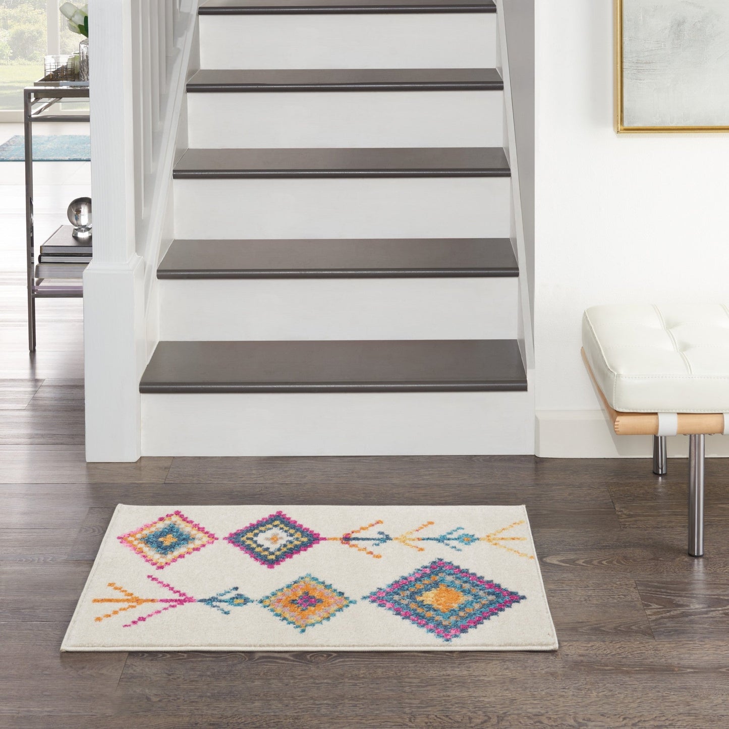 HomeRoots 2' x 3' Ivory Boho Jewels Geometric Scatter Rug