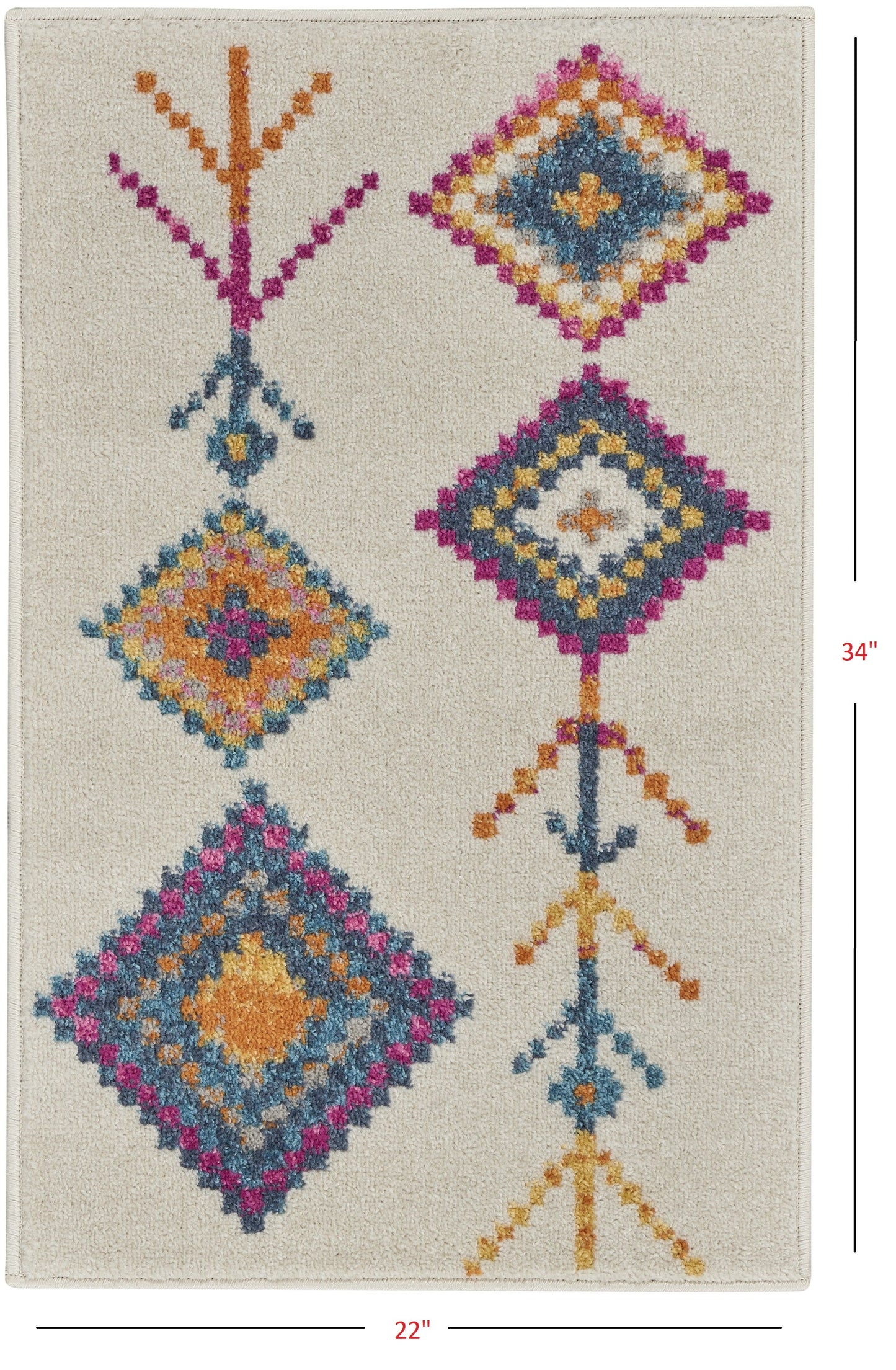 HomeRoots 2' x 3' Ivory Boho Jewels Geometric Scatter Rug