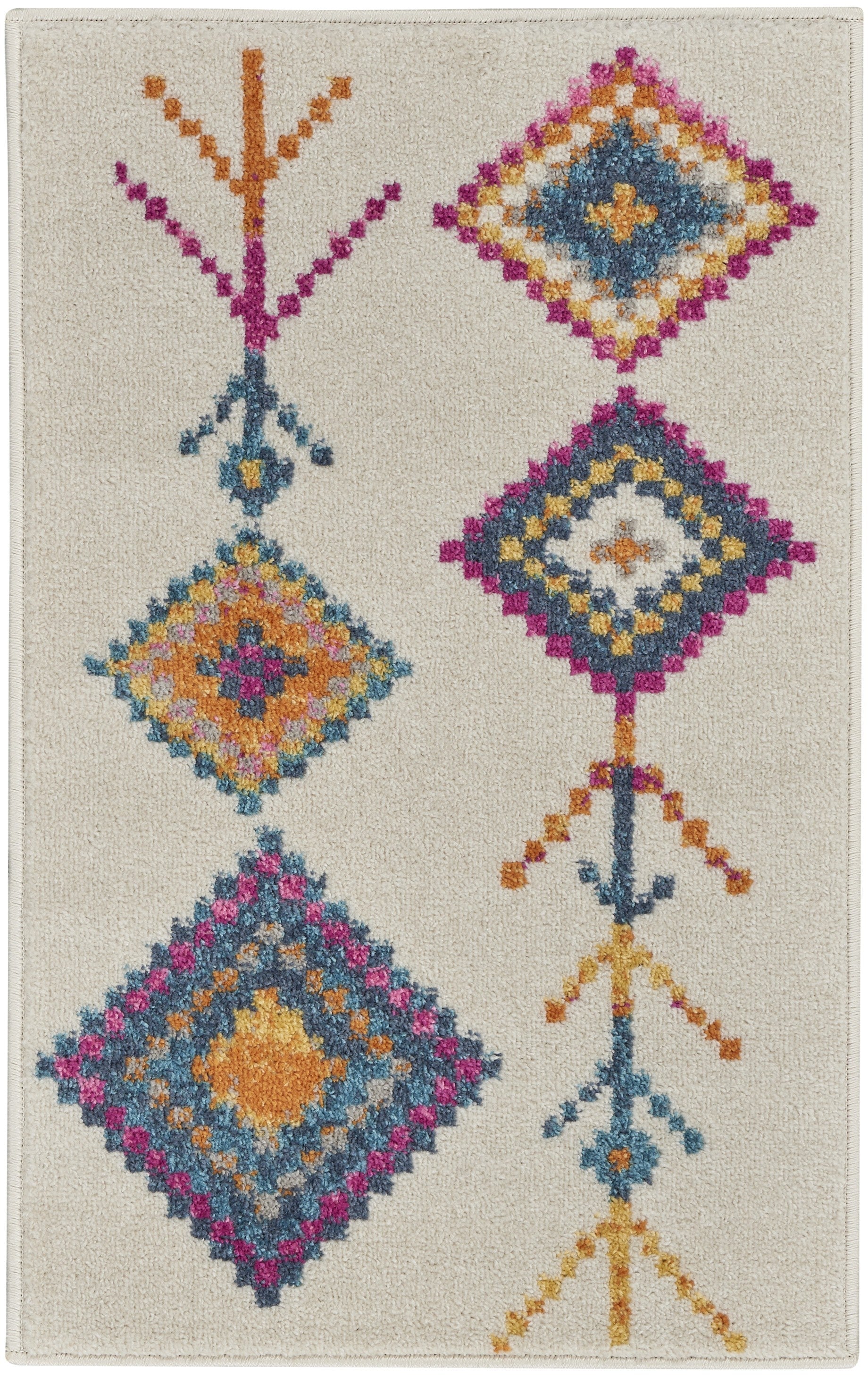HomeRoots 2' x 3' Ivory Boho Jewels Geometric Scatter Rug