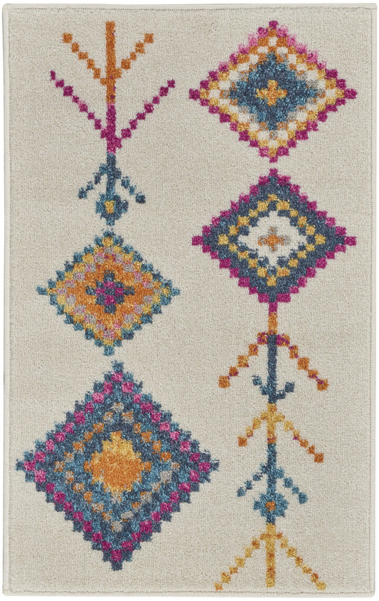HomeRoots 2' x 3' Ivory Boho Jewels Geometric Scatter Rug