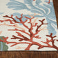 HomeRoots 2' x 3' Ivory Hand Hooked Bordered Coral Reef Indoor Accent Rug