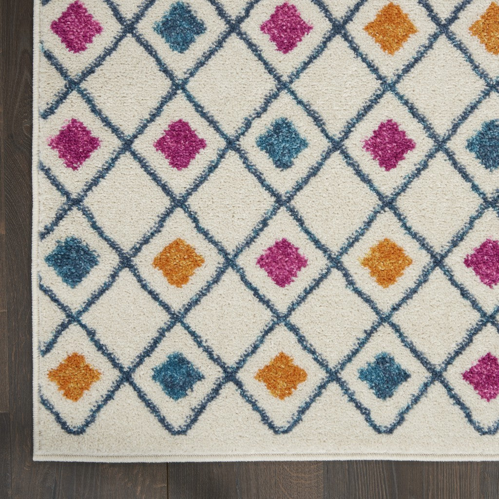 HomeRoots 2' x 3' Ivory Jewels Geometric Scatter Rug