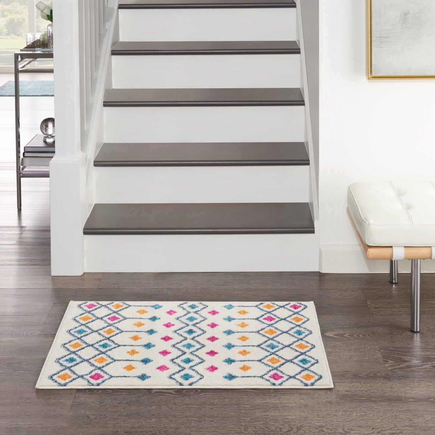 HomeRoots 2' x 3' Ivory Jewels Geometric Scatter Rug