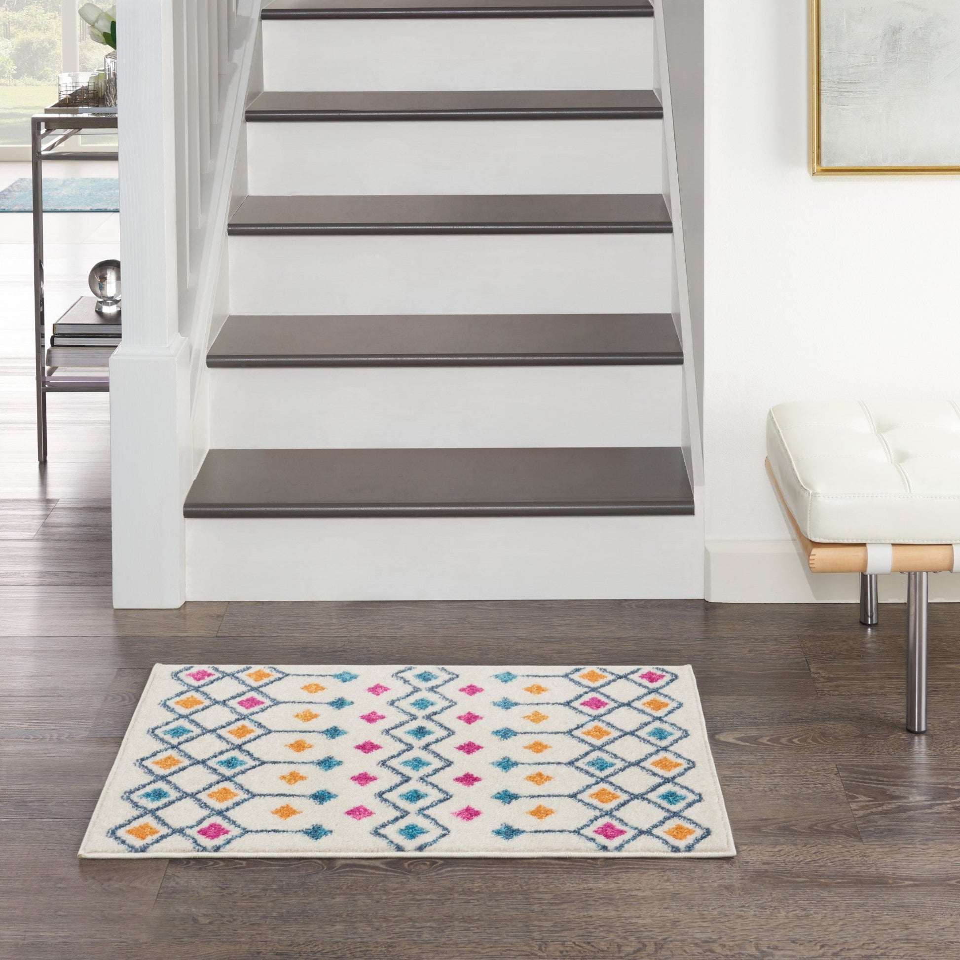 HomeRoots 2' x 3' Ivory Jewels Geometric Scatter Rug