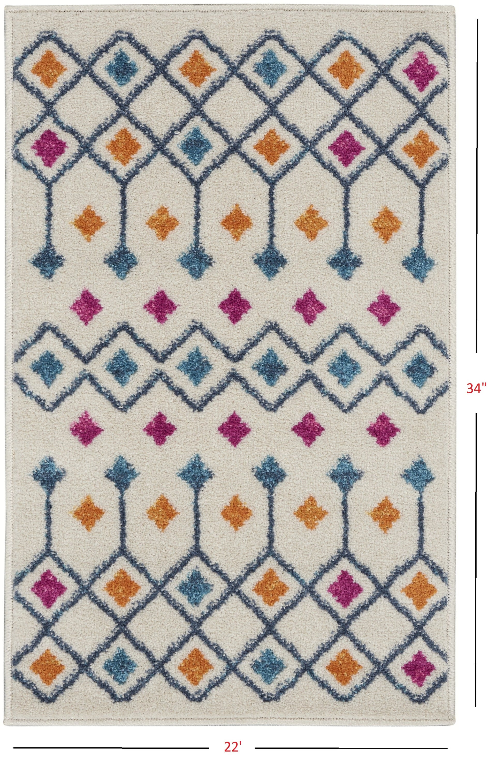 HomeRoots 2' x 3' Ivory Jewels Geometric Scatter Rug