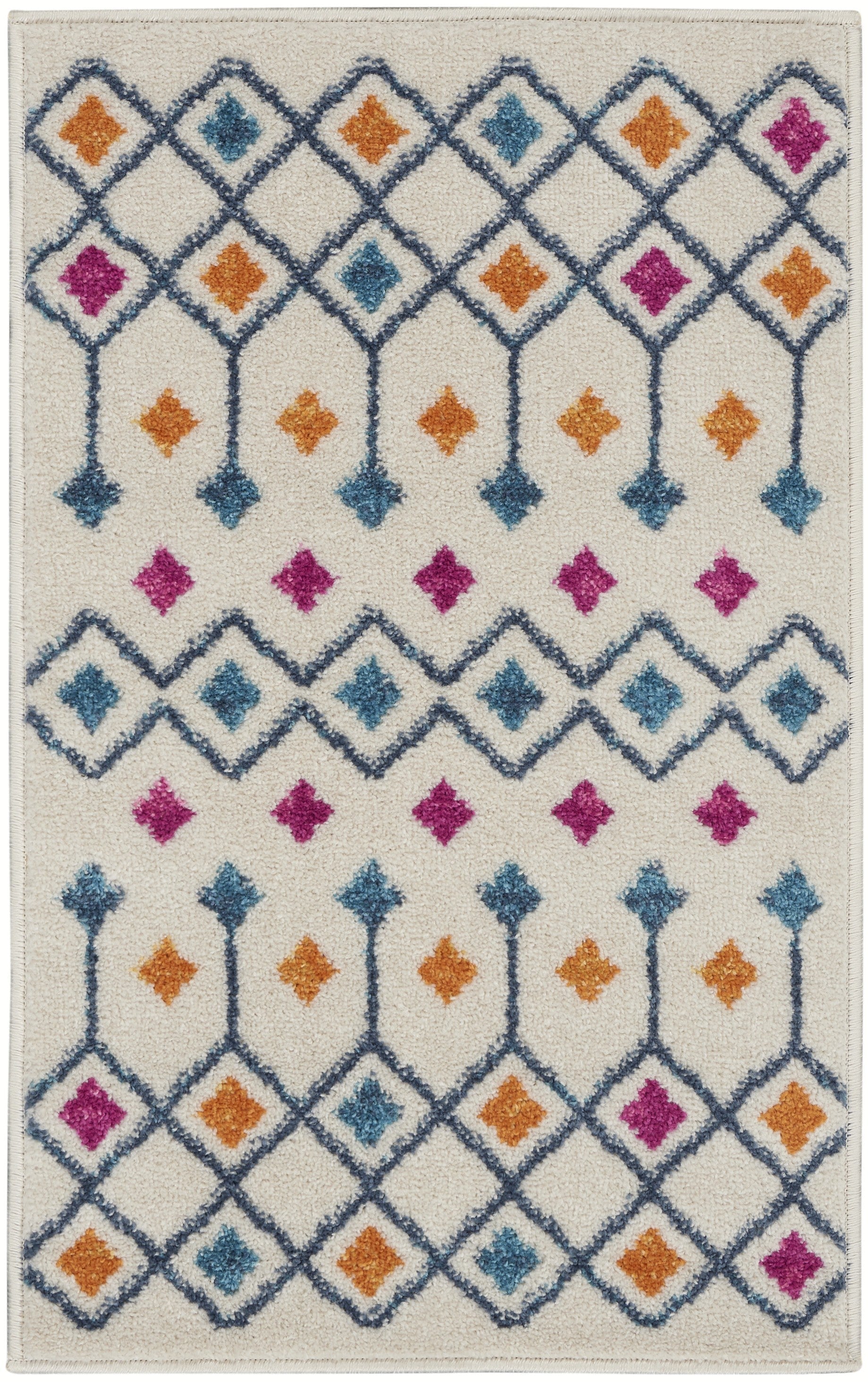 HomeRoots 2' x 3' Ivory Jewels Geometric Scatter Rug