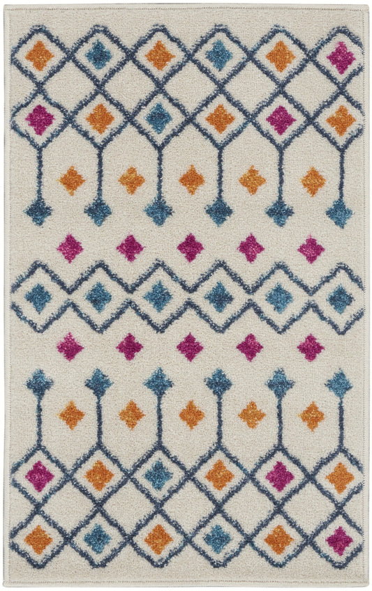 HomeRoots 2' x 3' Ivory Jewels Geometric Scatter Rug