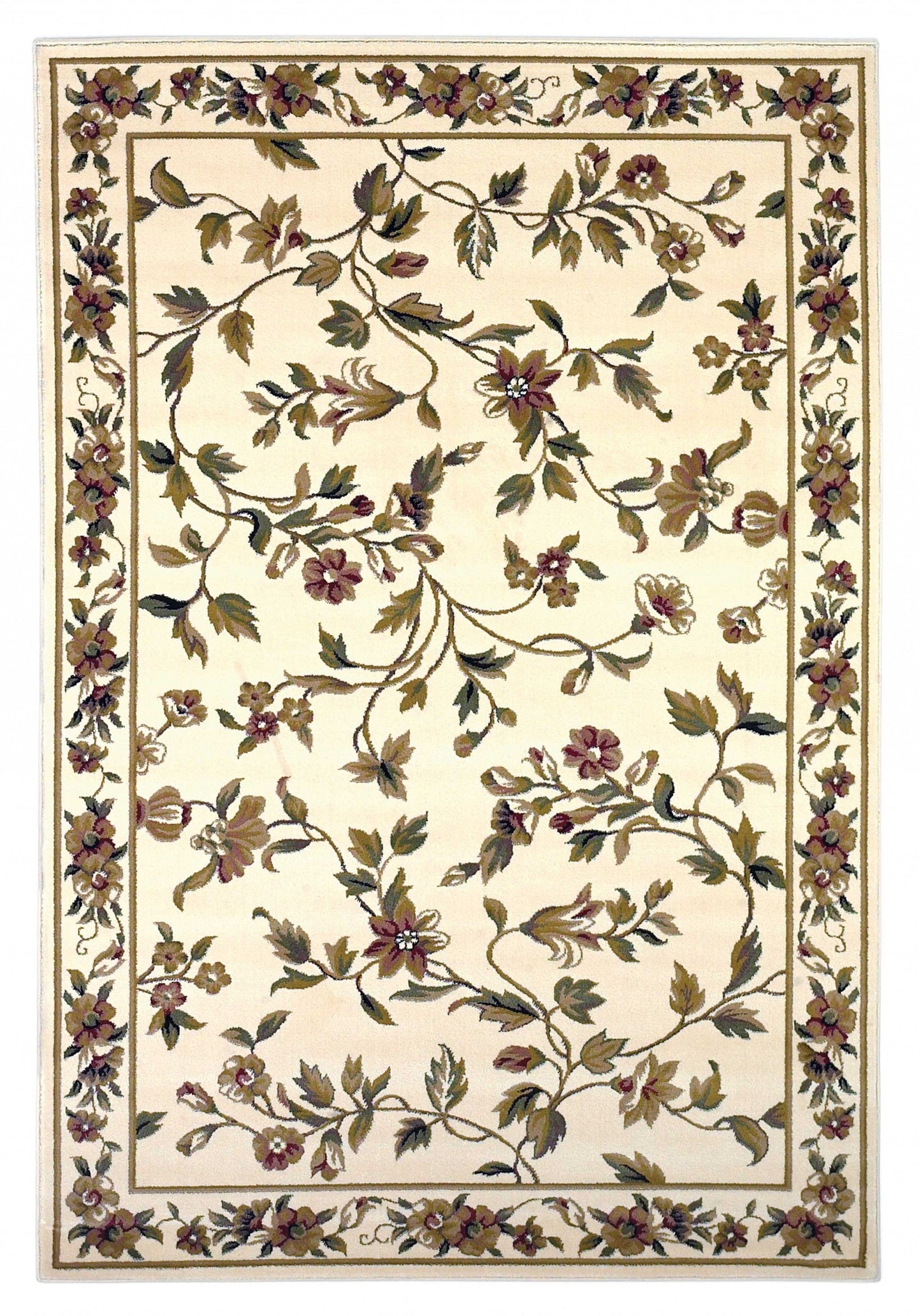 HomeRoots 2' x 3' Ivory Machine Woven Floral Vines Indoor Accent Rug