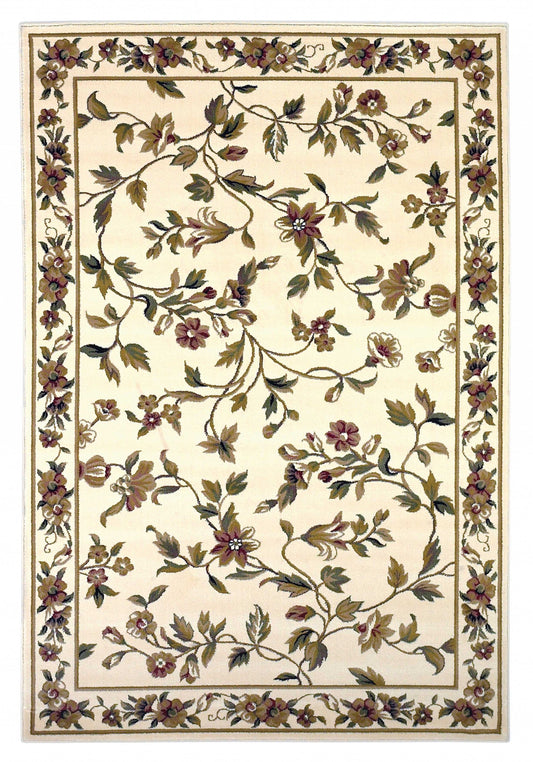 HomeRoots 2' x 3' Ivory Machine Woven Floral Vines Indoor Accent Rug