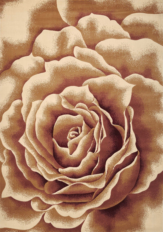 HomeRoots 2' x 3' Ivory Machine Woven Hand Carved Oversized Floral Indoor Accent Rug