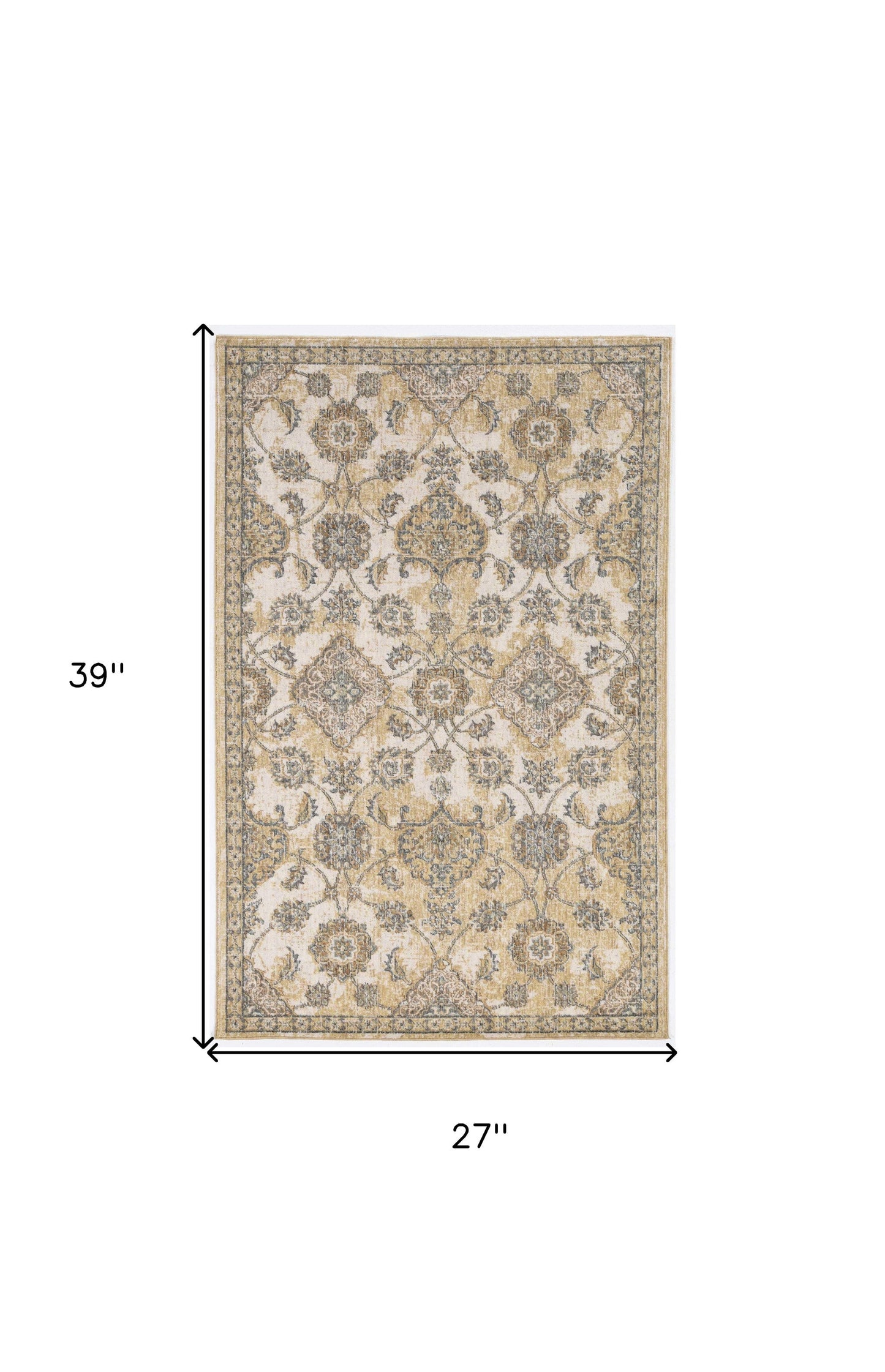 HomeRoots 2' x 3' Ivory Sand Vintage Wool Accent Rug