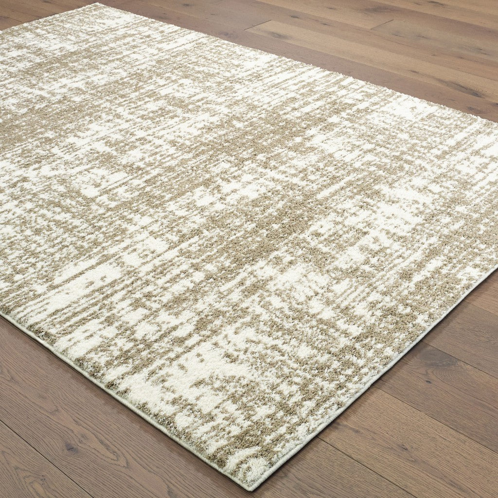 HomeRoots 2' x 3' Ivory and Gray Abstract Strokes Scatter Rug