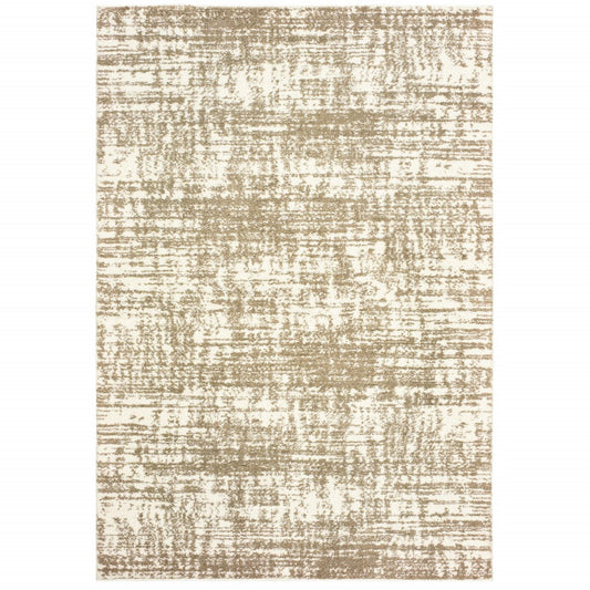 HomeRoots 2' x 3' Ivory and Gray Abstract Strokes Scatter Rug