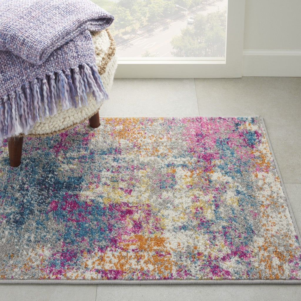 HomeRoots 2' x 3' Ivory and Multi Abstract Scatter Rug