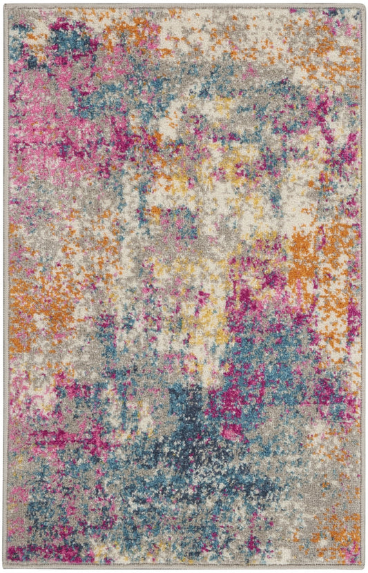 HomeRoots 2' x 3' Ivory and Multi Abstract Scatter Rug