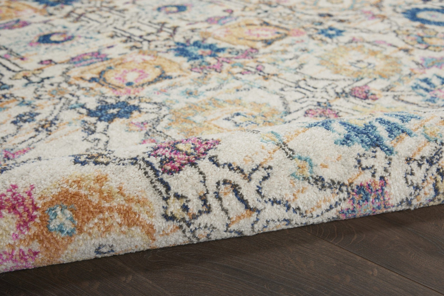 HomeRoots 2' x 3' Ivory and Multicolor Floral Buds Scatter Rug