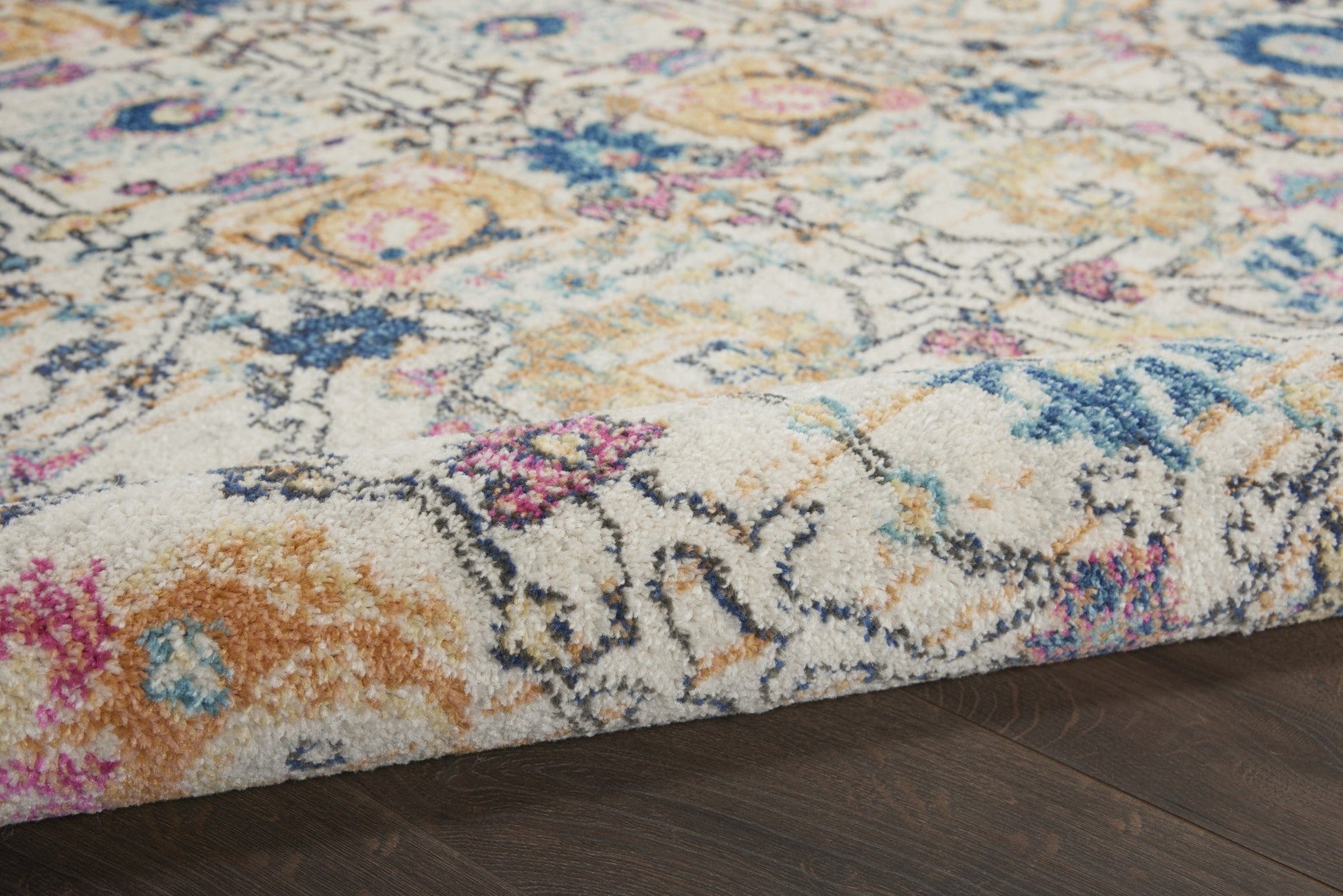 HomeRoots 2' x 3' Ivory and Multicolor Floral Buds Scatter Rug