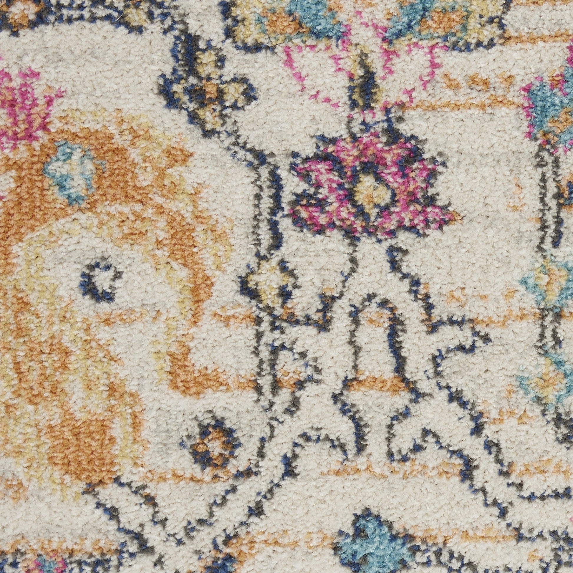 HomeRoots 2' x 3' Ivory and Multicolor Floral Buds Scatter Rug