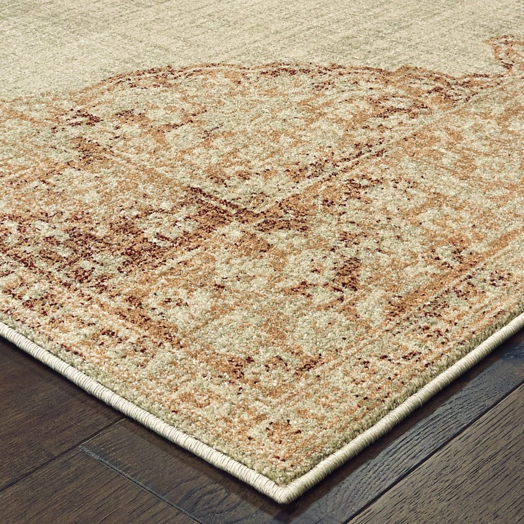 HomeRoots 2' x 3' Ivory and Pink Medallion Scatter Rug