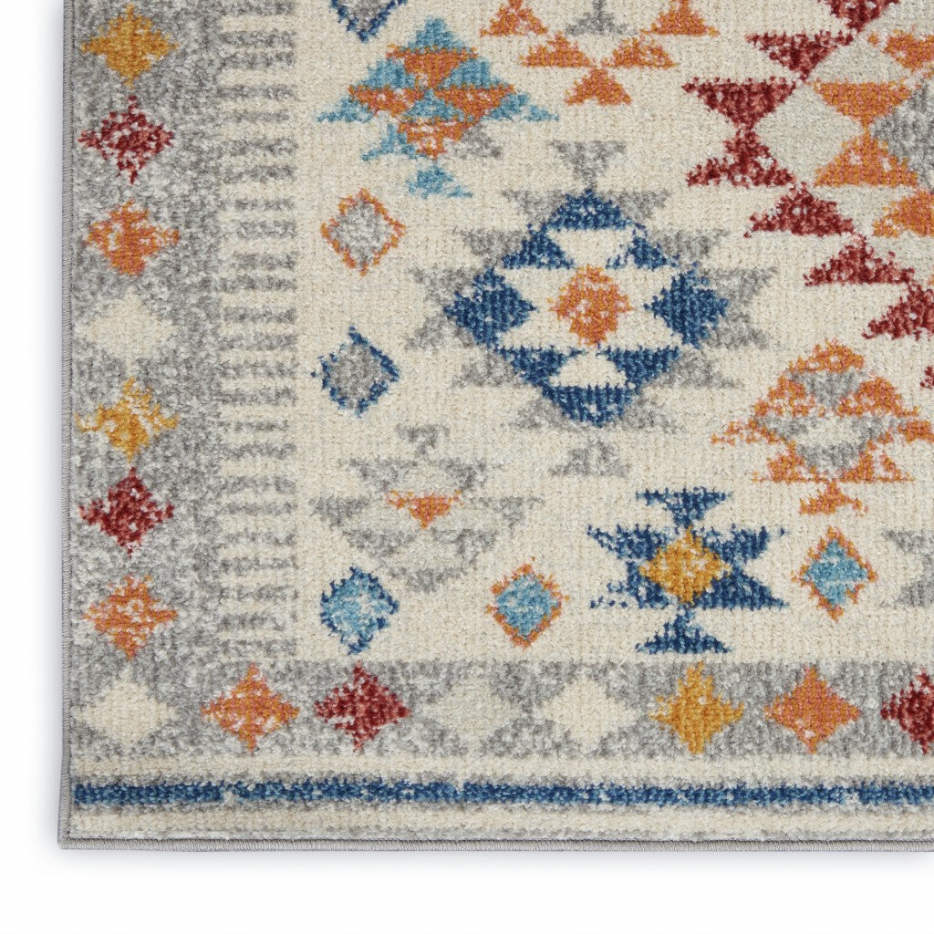HomeRoots 2' x 3' Ivory and Red Diamonds Scatter Rug