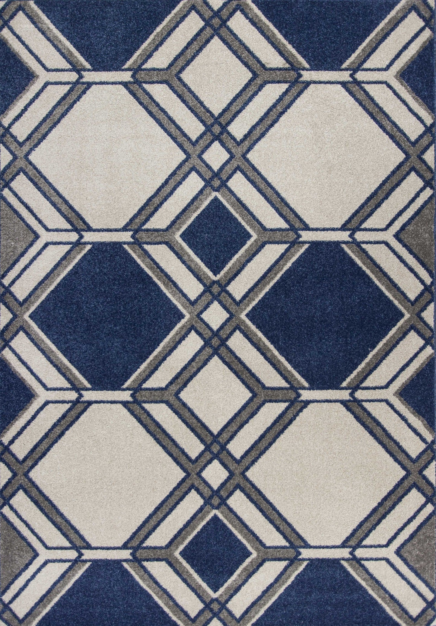 HomeRoots 2' x 3' Ivory or Denim Geometric Hexagon UV Treated Accent Rug