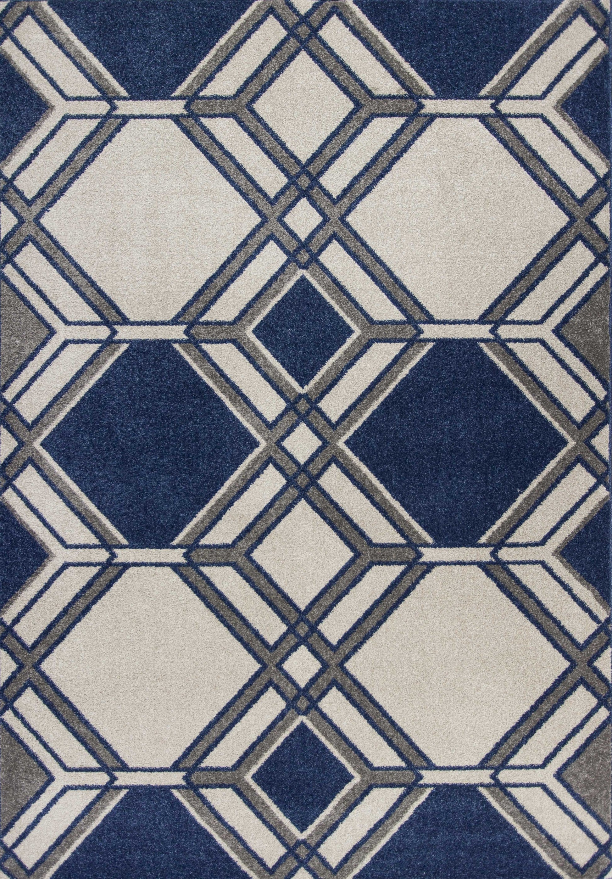 HomeRoots 2' x 3' Ivory or Denim Geometric Hexagon UV Treated Accent Rug