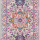 HomeRoots 2' x 3' Light Gray and Pink Medallion Scatter Rug
