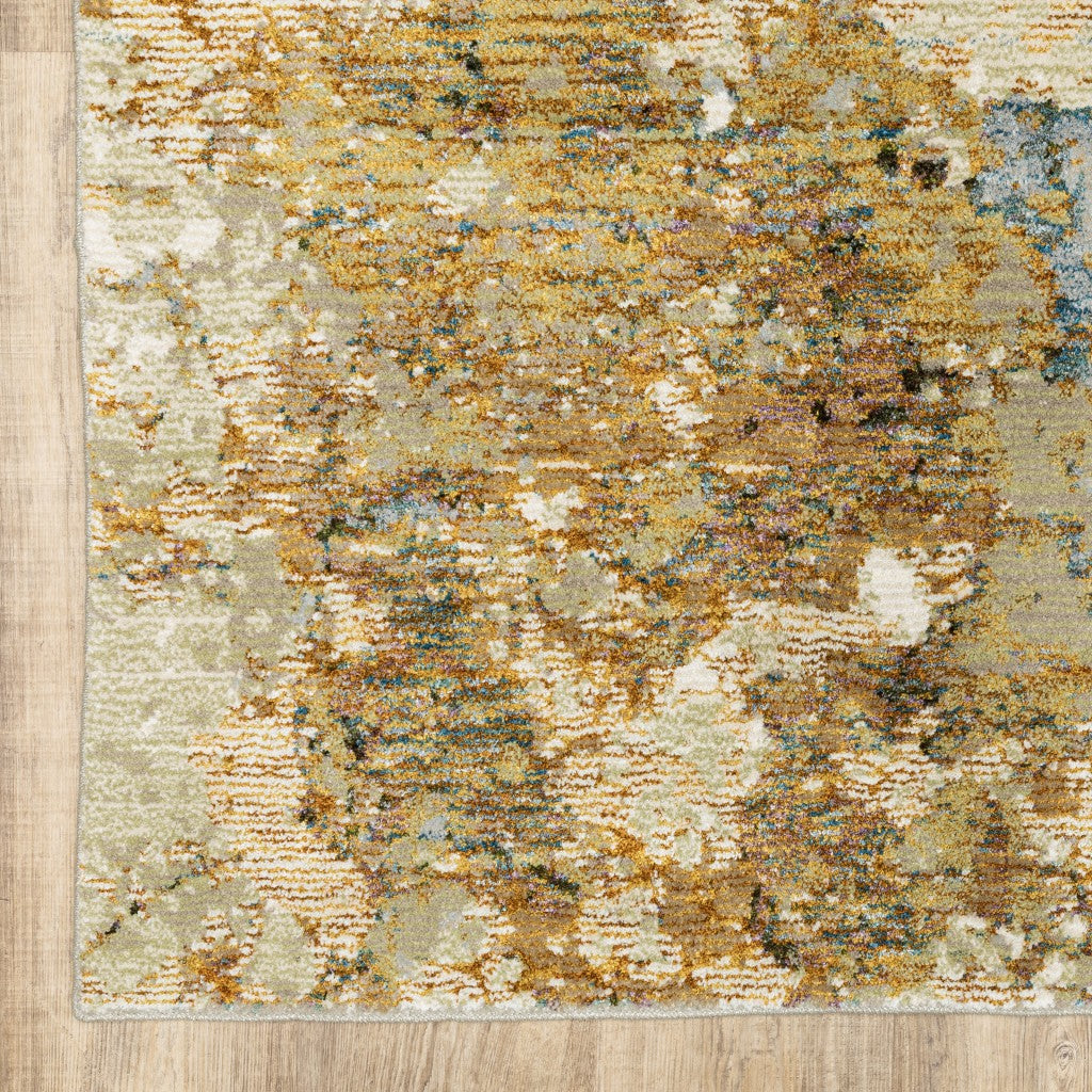 HomeRoots 2' x 3' Modern Abstract Gold and Beige Indoor Scatter Rug