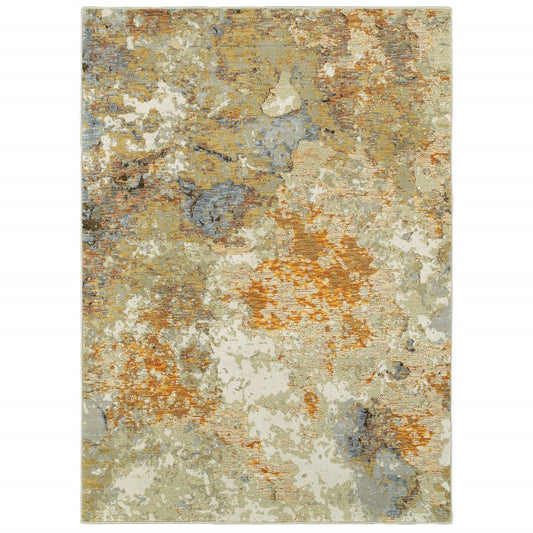 HomeRoots 2' x 3' Modern Abstract Gold and Beige Indoor Scatter Rug