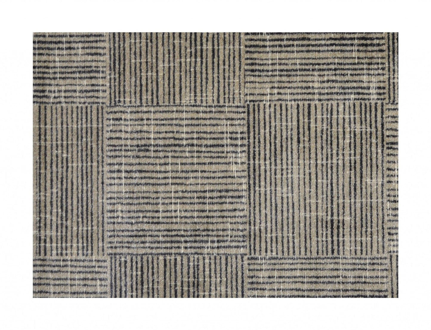 HomeRoots 2' x 3' Modern Geo Lines in Squares Washable Floor Mat