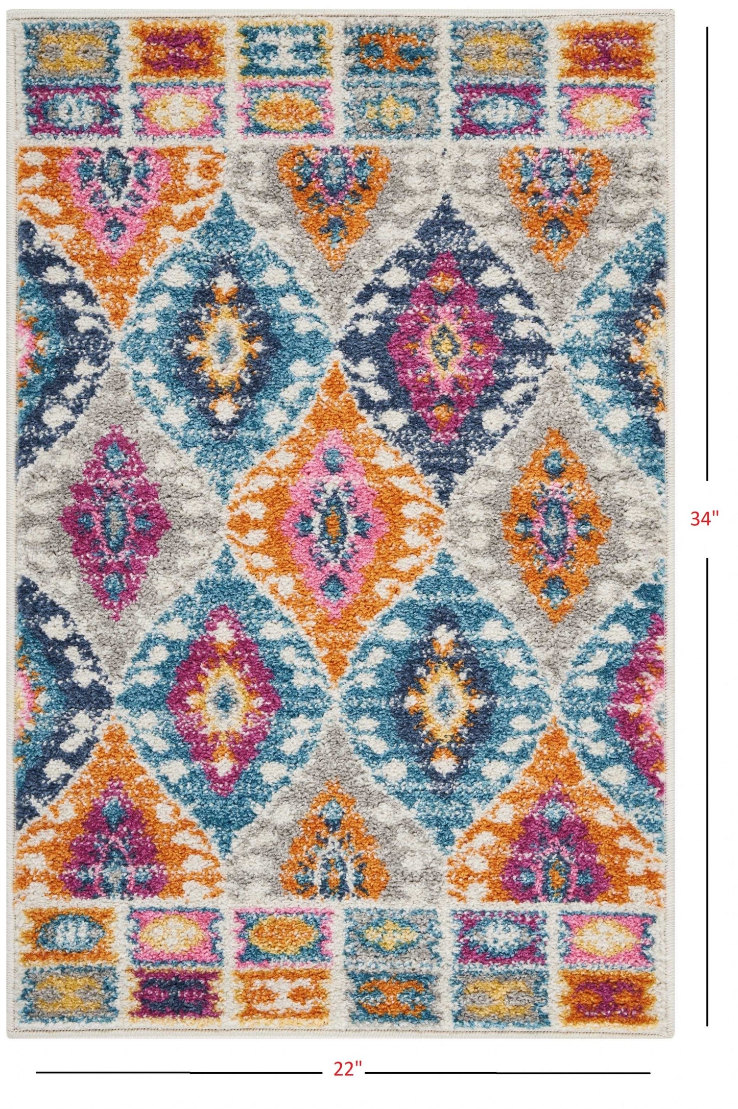 HomeRoots 2' x 3' Multicolor Ogee Pattern Scatter Rug