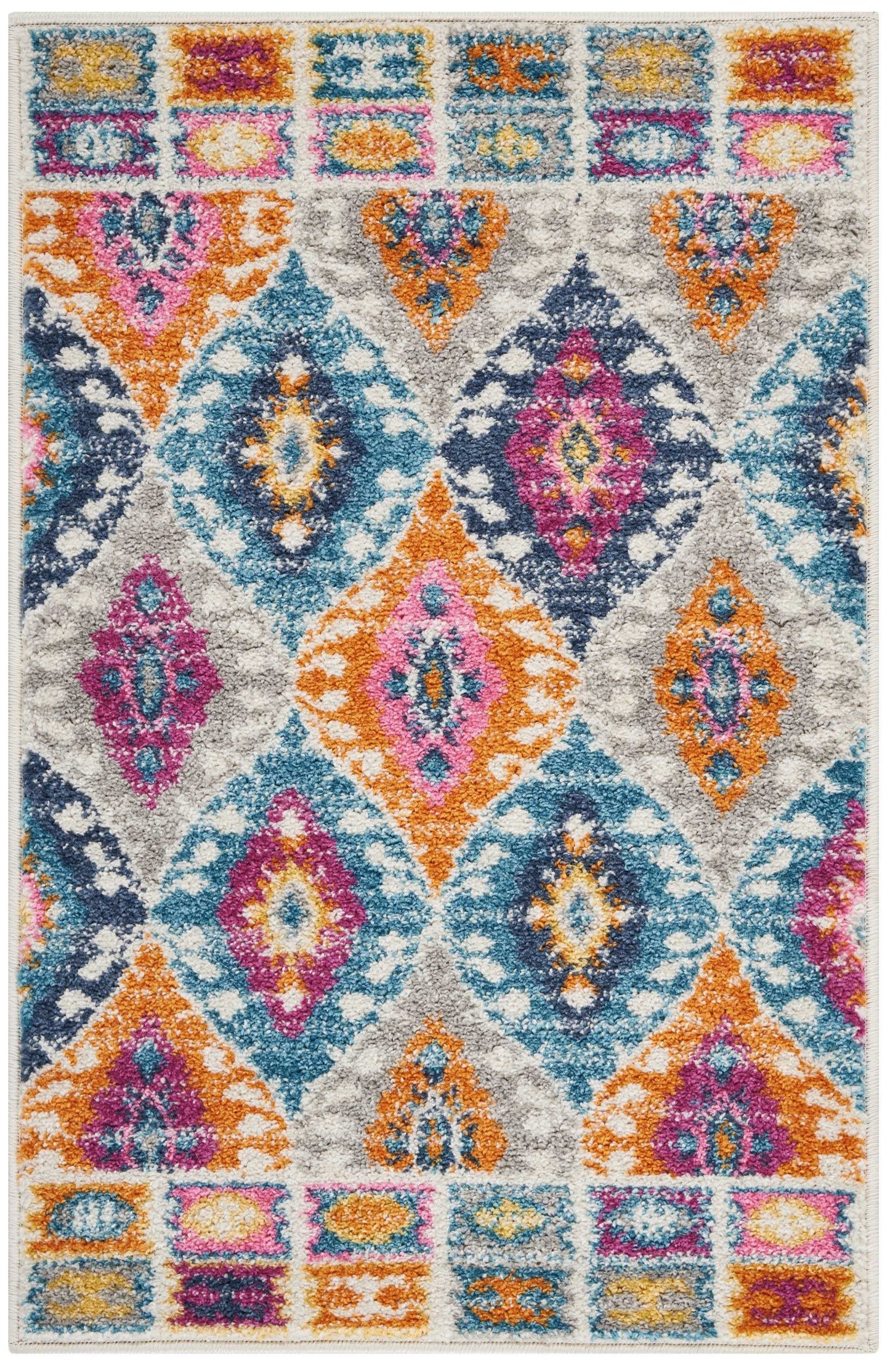 HomeRoots 2' x 3' Multicolor Ogee Pattern Scatter Rug