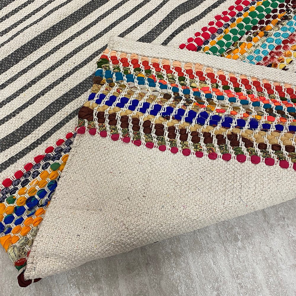 HomeRoots 2' x 3' Multicolored Striped Chindi Scatter Rug