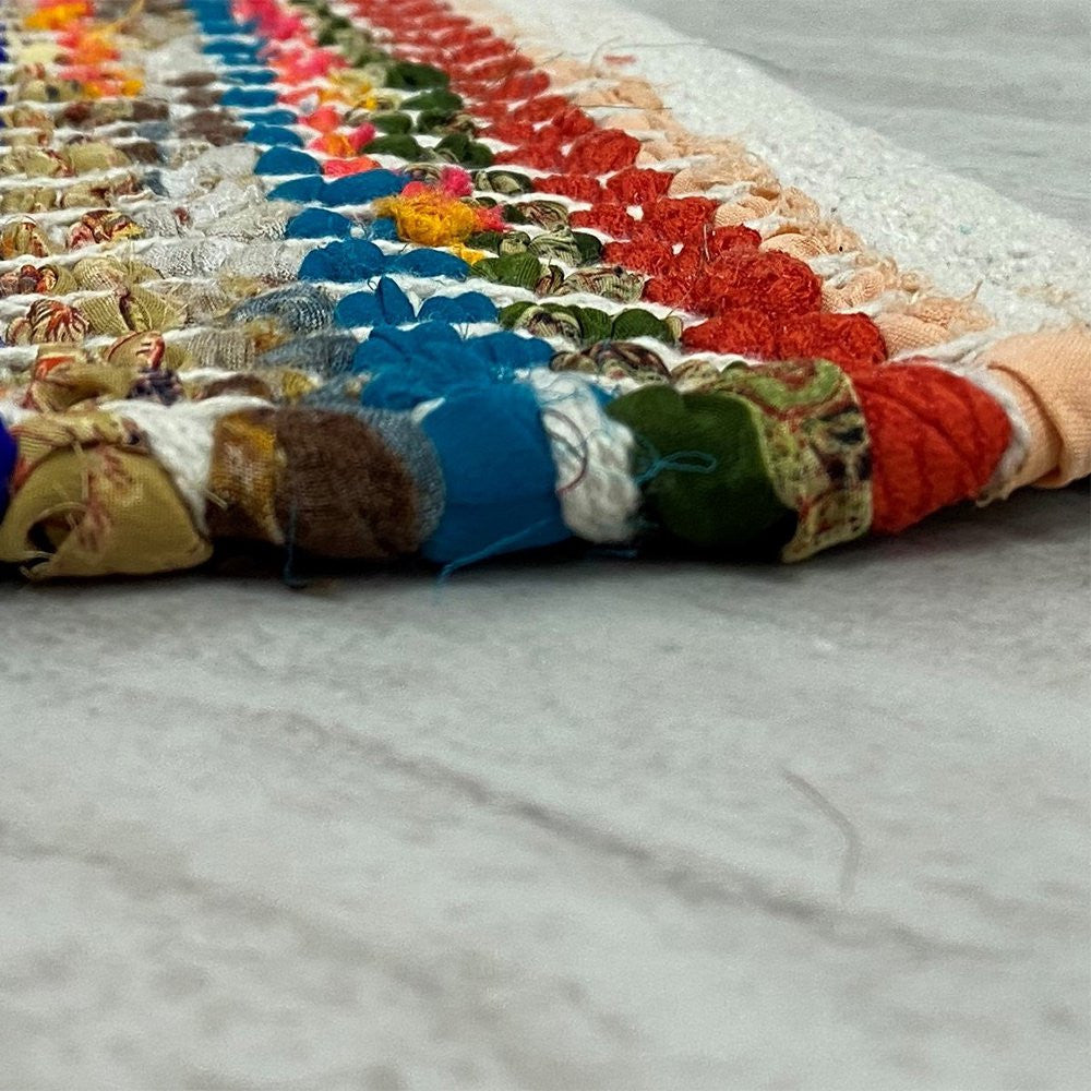 HomeRoots 2' x 3' Multicolored Striped Chindi Scatter Rug