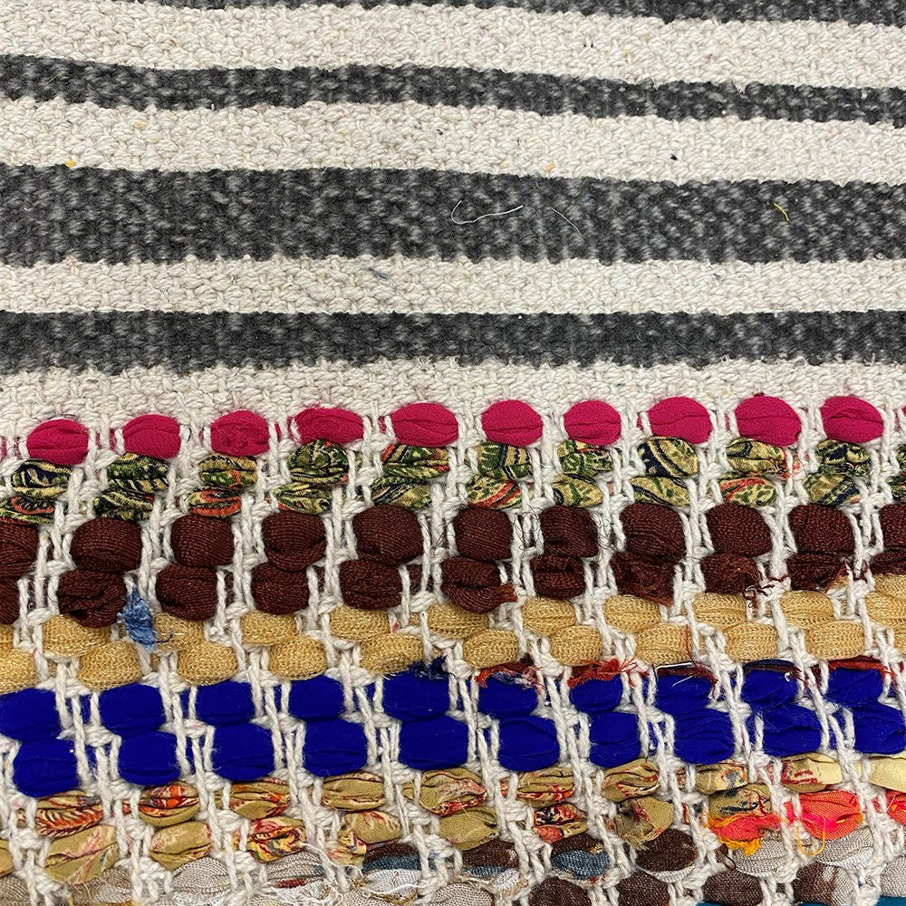 HomeRoots 2' x 3' Multicolored Striped Chindi Scatter Rug