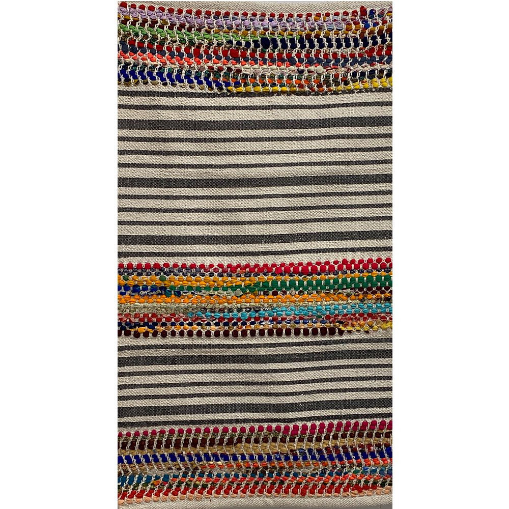 HomeRoots 2' x 3' Multicolored Striped Chindi Scatter Rug