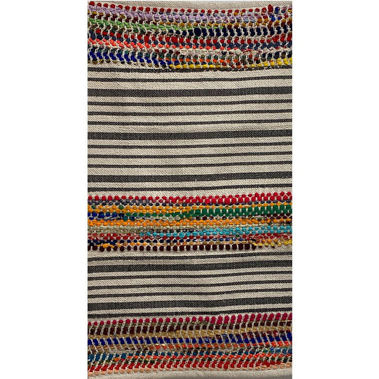 HomeRoots 2' x 3' Multicolored Striped Chindi Scatter Rug