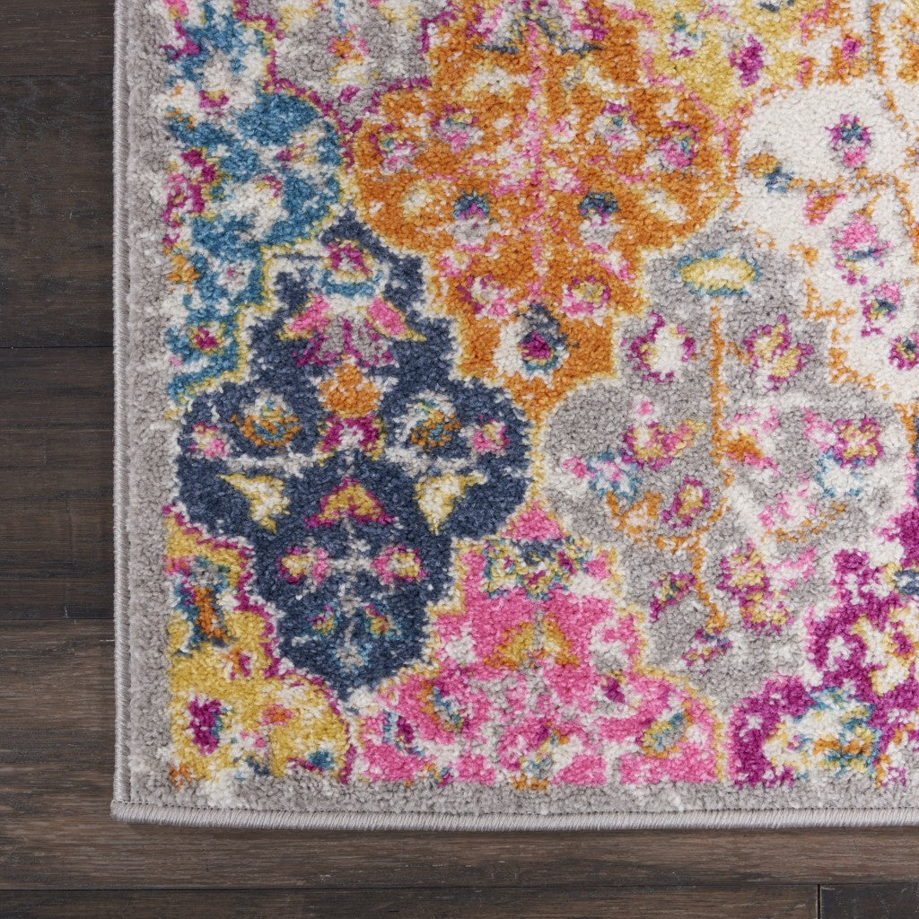 HomeRoots 2' x 3' Muted Brights Floral Diamond Scatter Rug