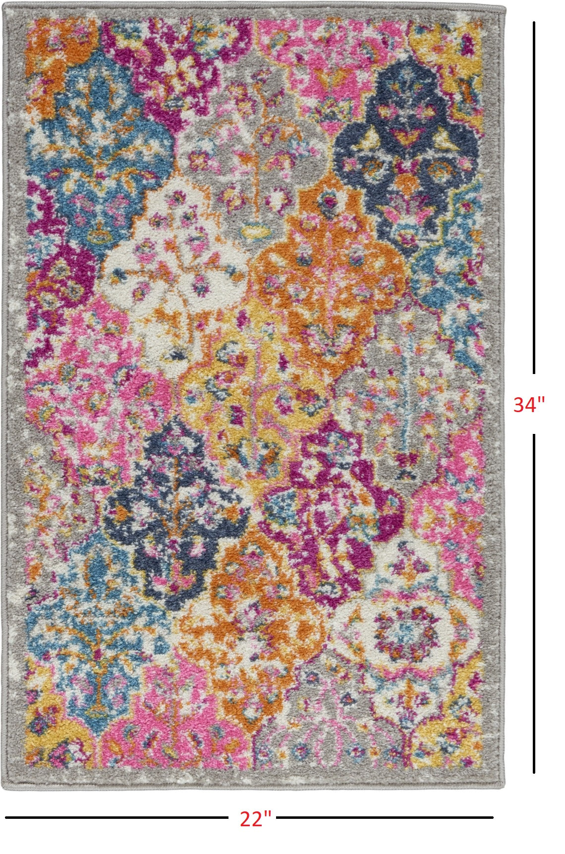 HomeRoots 2' x 3' Muted Brights Floral Diamond Scatter Rug