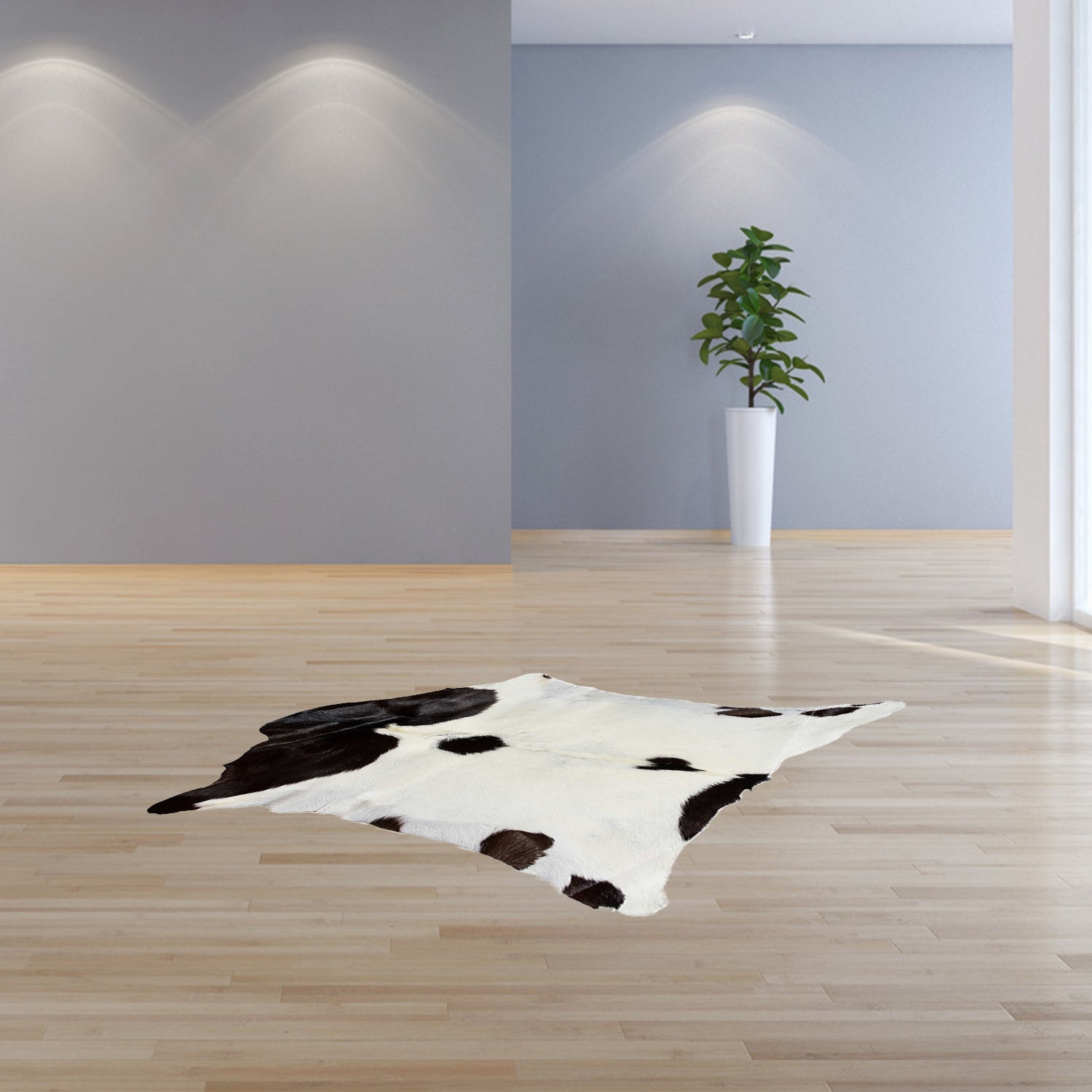 HomeRoots 2' x 3' Natural Black and White Calfskin Area Rug