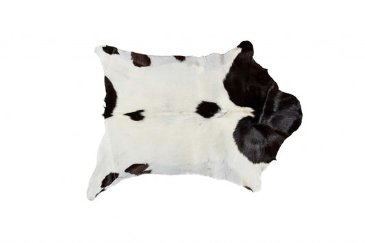 HomeRoots 2' x 3' Natural Black and White Calfskin Area Rug