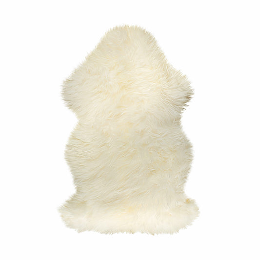 HomeRoots 2" x 3" Natural New Zealand Sheepskin Wool Area Rug in White Finish