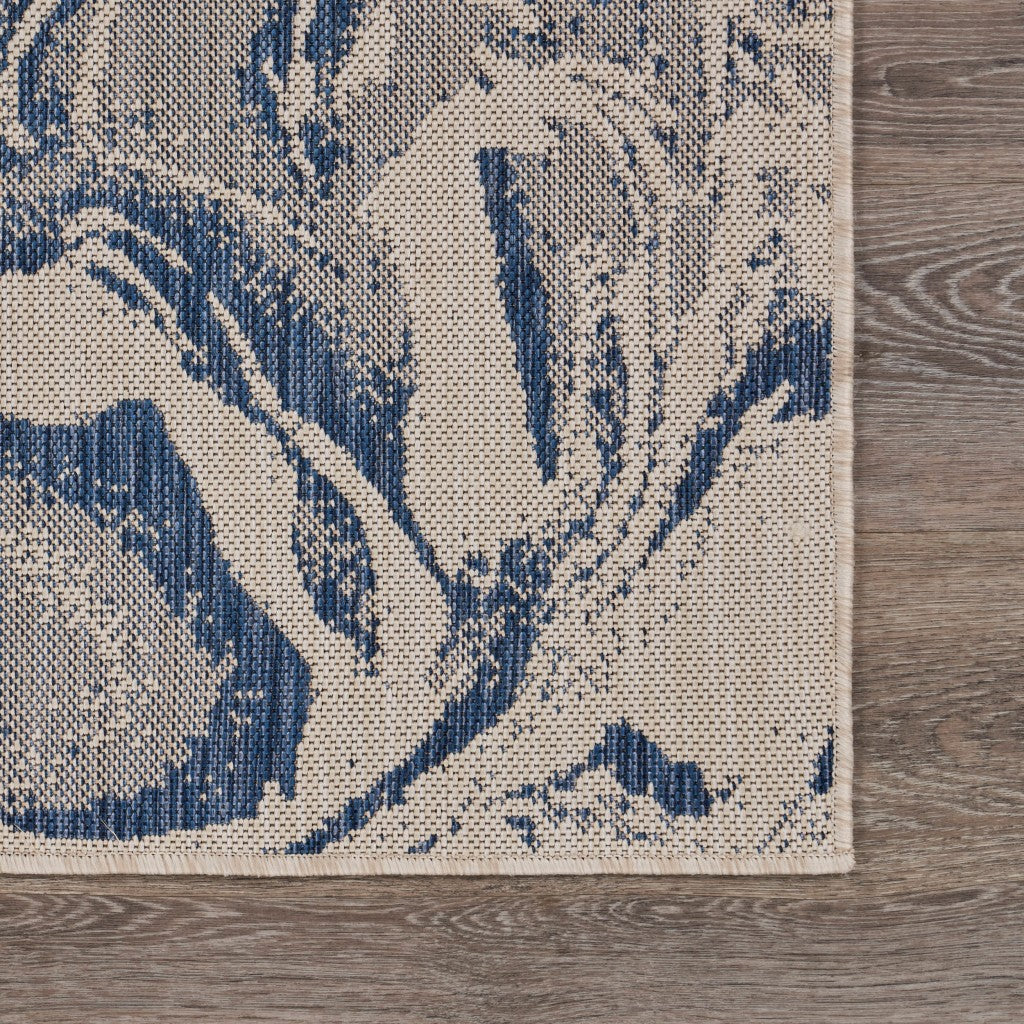 HomeRoots 2’ x 3’ Navy Abstract Indoor Outdoor Scatter Rug
