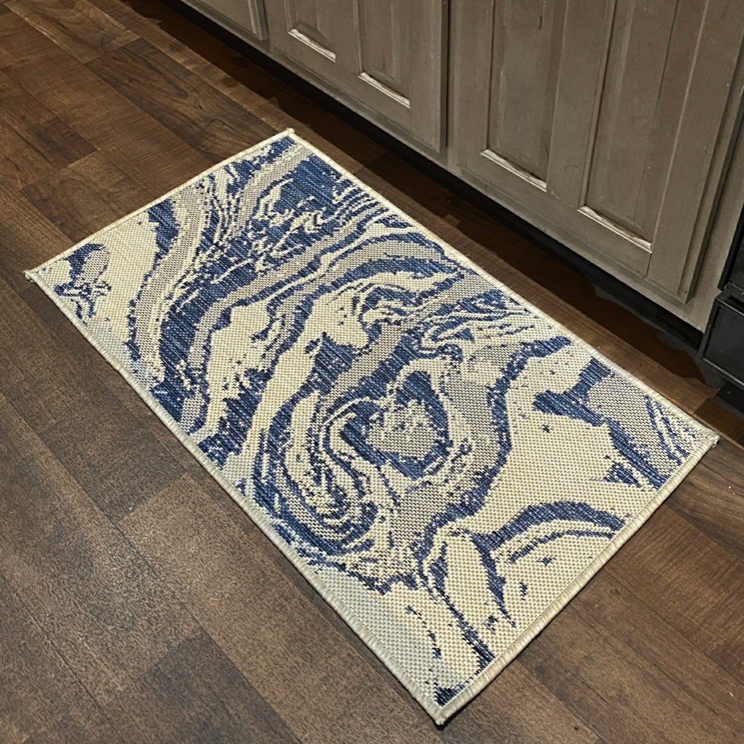 HomeRoots 2’ x 3’ Navy Abstract Indoor Outdoor Scatter Rug