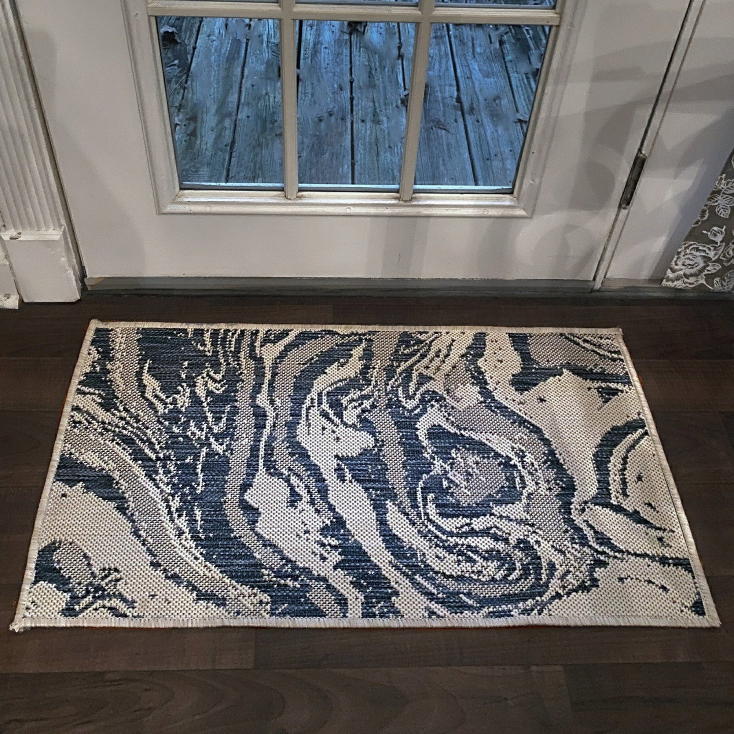 HomeRoots 2’ x 3’ Navy Abstract Indoor Outdoor Scatter Rug