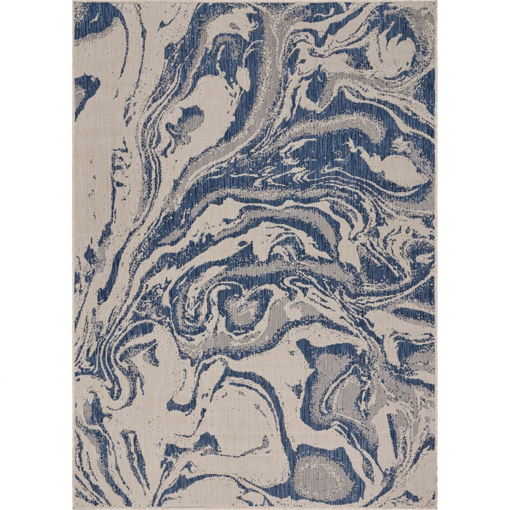 HomeRoots 2’ x 3’ Navy Abstract Indoor Outdoor Scatter Rug