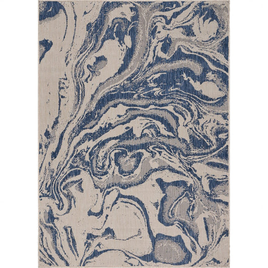 HomeRoots 2’ x 3’ Navy Abstract Indoor Outdoor Scatter Rug
