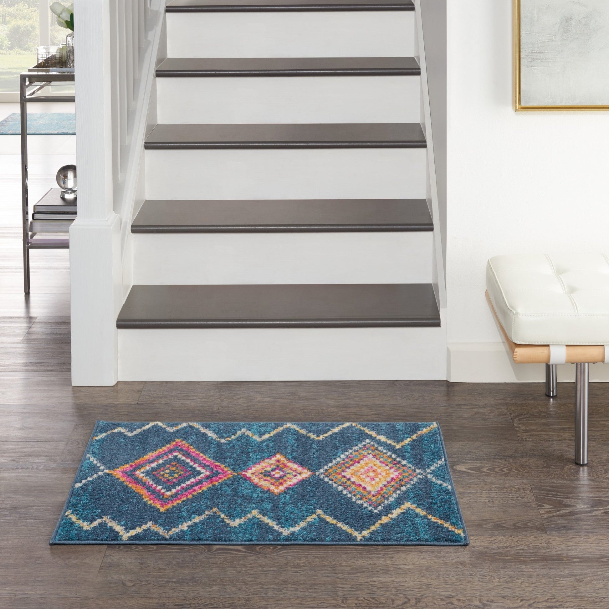 HomeRoots 2' x 3' Navy Blue Berber Pattern Scatter Rug