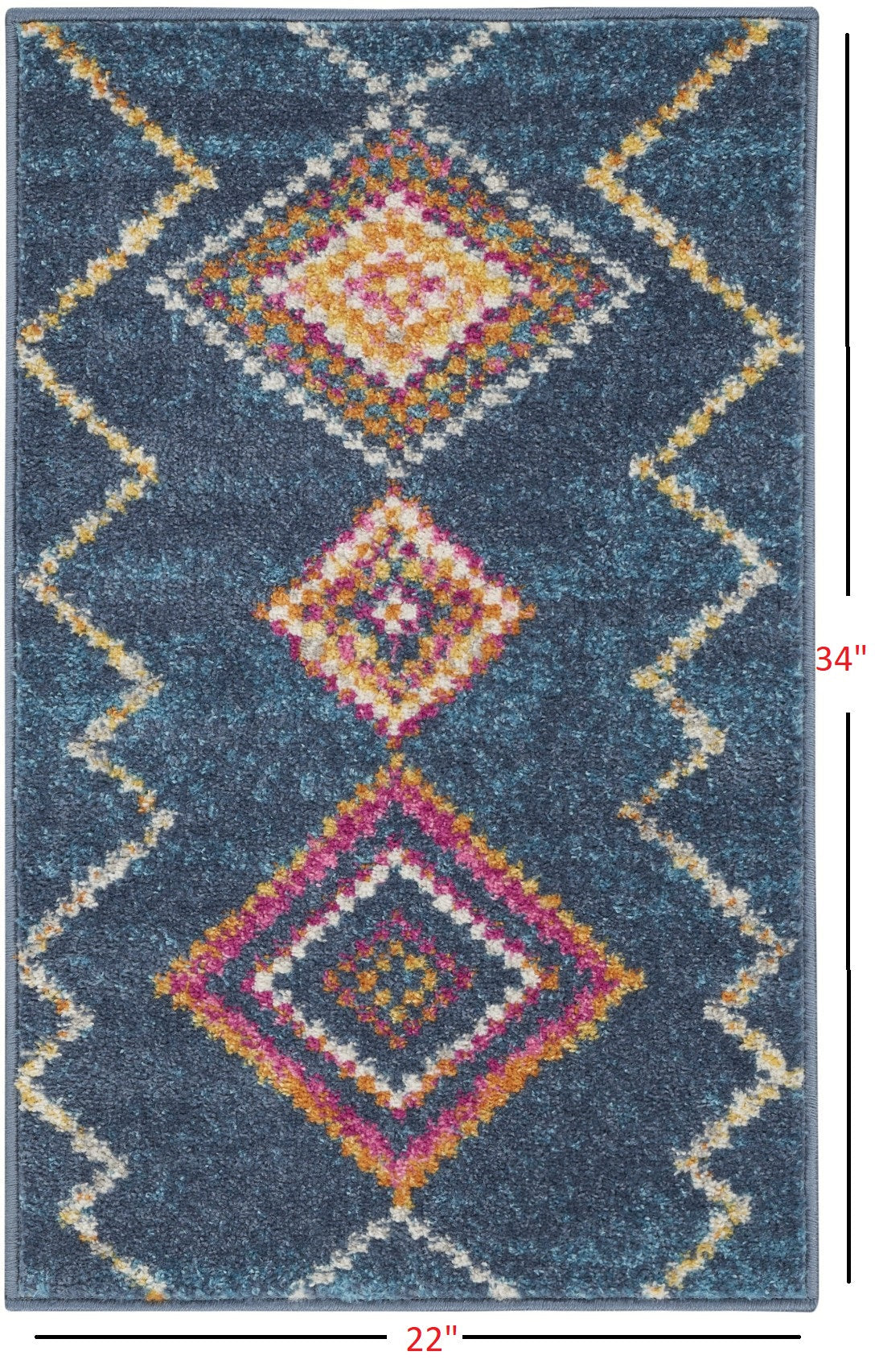 HomeRoots 2' x 3' Navy Blue Berber Pattern Scatter Rug